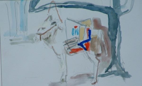 Handelaar is even weg — schilderij van Henk van Dam