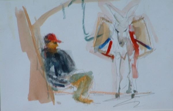 Handelaar — schilderij van Henk van Dam