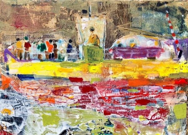 Markervaart – pont — schilderij van Henk van Dam