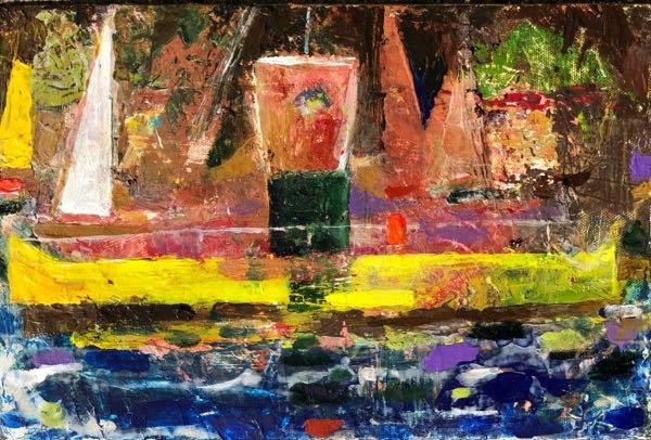 Markervaart – veerpont — schilderij van Henk van Dam