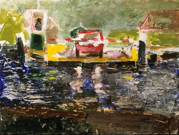 Pontveer — schilderij van Henk van Dam