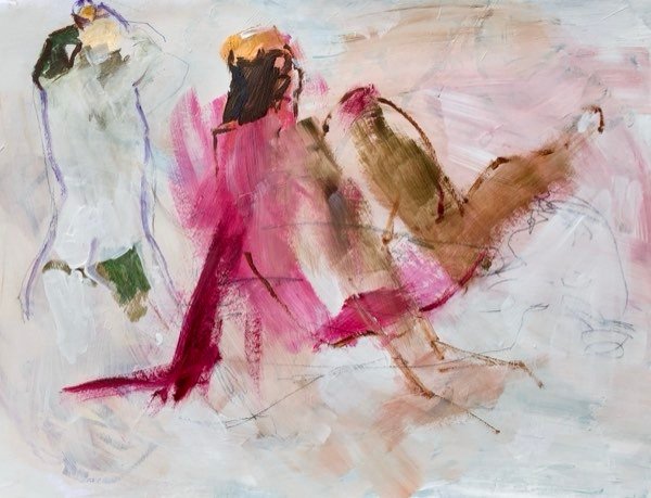 Twee modellen — schilderij van Henk van Dam