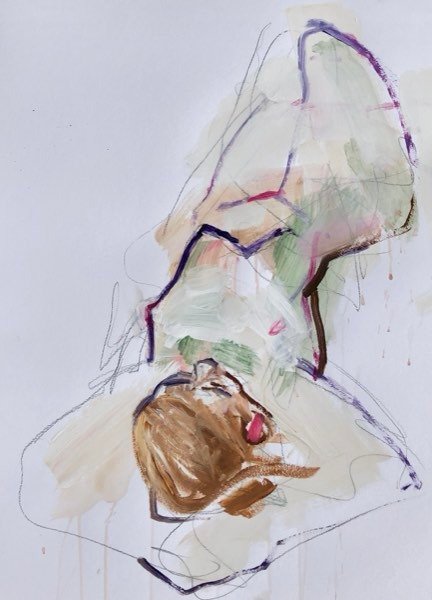 Model, liggend — schilderij van Henk van Dam