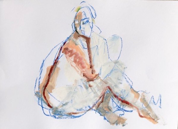 Model, zittend — schilderij van Henk van Dam
