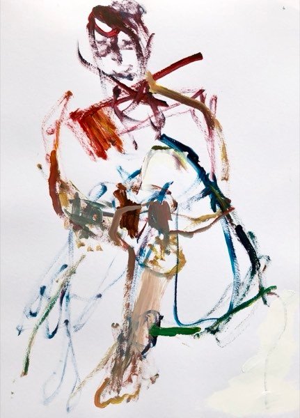 Model, kleurstudie — schilderij van Henk van Dam