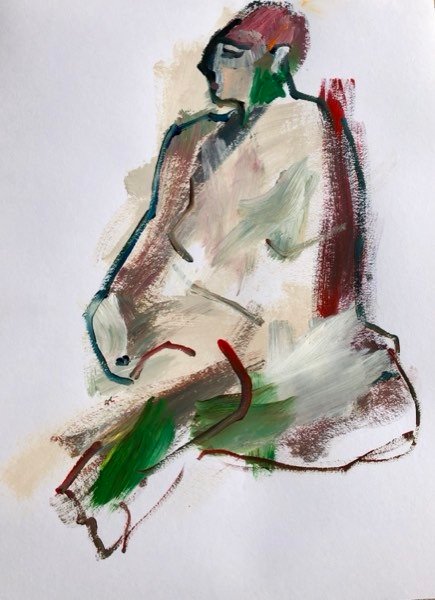 Model, profiel — schilderij van Henk van Dam