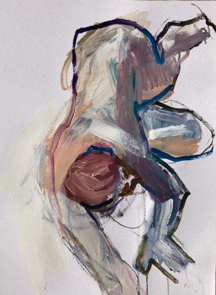 Model, gedraaid — schilderij van Henk van Dam