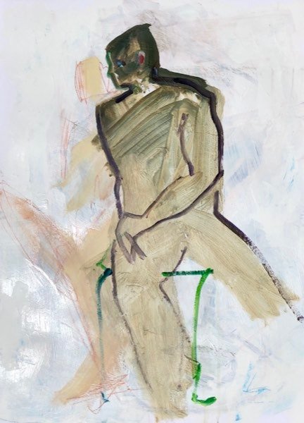 Model, gekruiste armen — schilderij van Henk van Dam