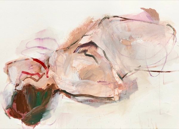Model, close-up — schilderij van Henk van Dam