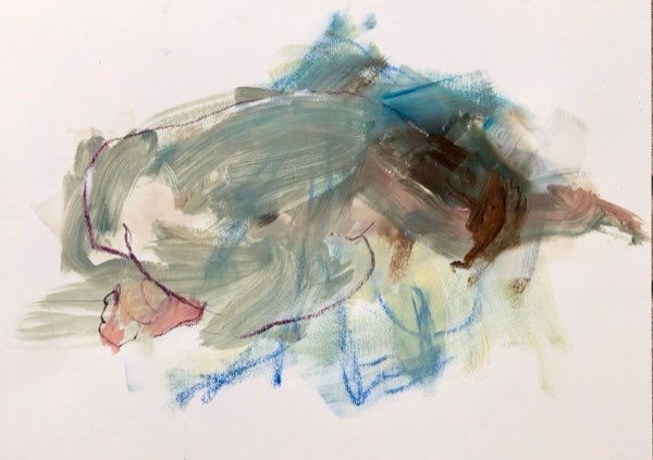 Model, wazig — schilderij van Henk van Dam