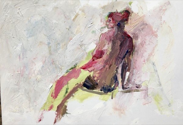 Model, schets — schilderij van Henk van Dam