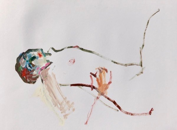 Model liggend — schilderij van Henk van Dam