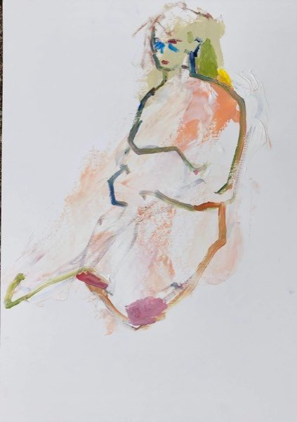 Model, abstract — schilderij van Henk van Dam