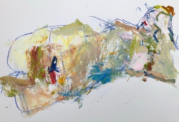 Model, liggend landschap — schilderij van Henk van Dam