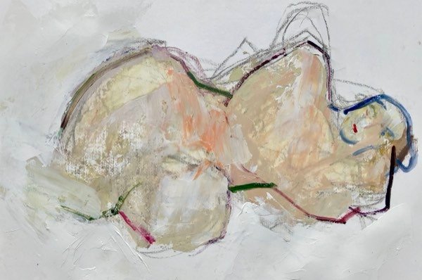 Model, twee vormen — schilderij van Henk van Dam