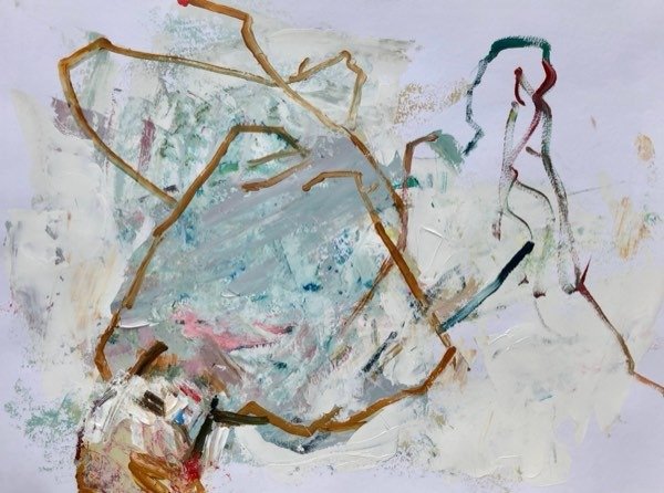 Model, lijnstudie — schilderij van Henk van Dam