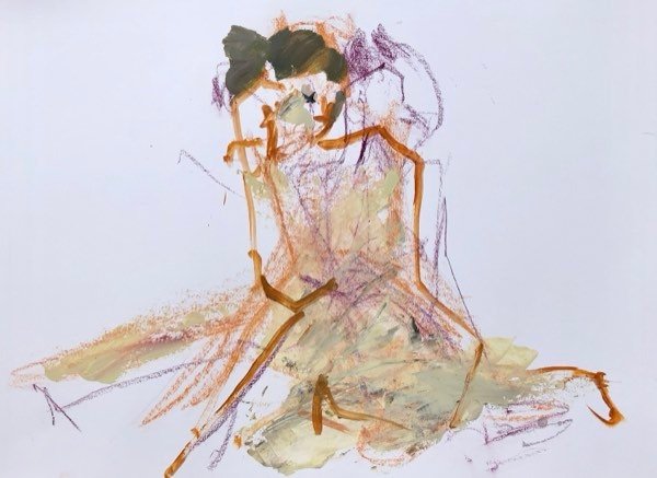 Model, oker gelaagd — schilderij van Henk van Dam