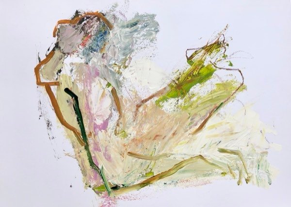 Model, olijf dynamisch — schilderij van Henk van Dam