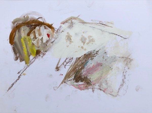 Model, liggend warm — schilderij van Henk van Dam