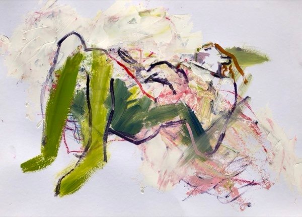 Model, olijf diagonaal — schilderij van Henk van Dam