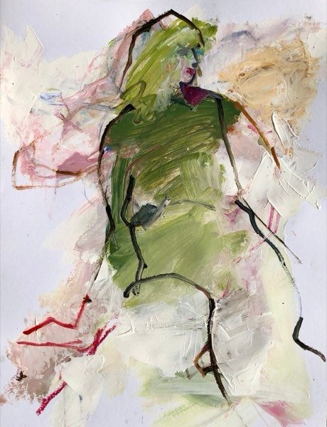 Modelstudie, zittend — schilderij van Henk van Dam