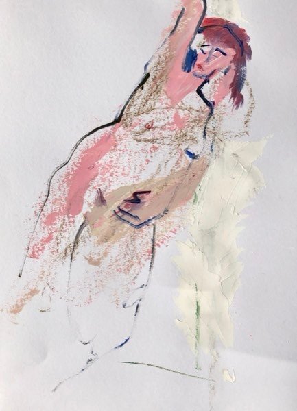 Model, arm omhoog — schilderij van Henk van Dam