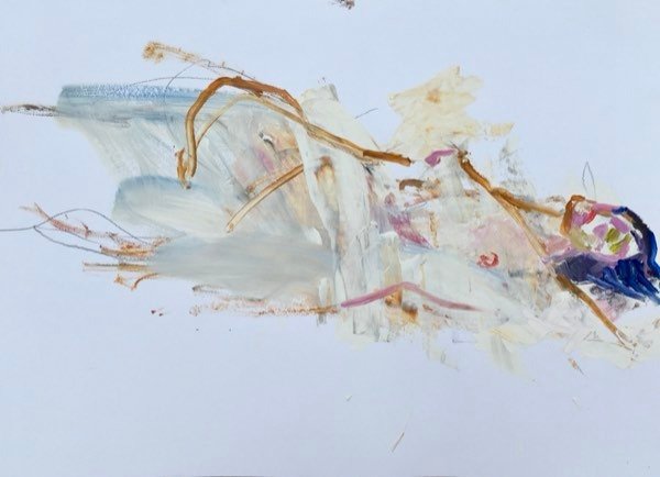 Model, ijl oker — schilderij van Henk van Dam