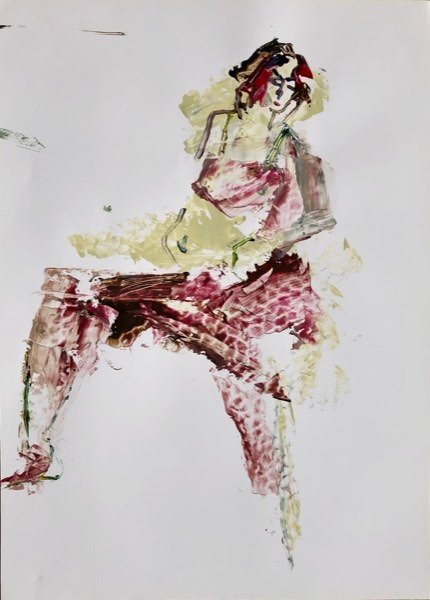Model, gevlekt patroon — schilderij van Henk van Dam