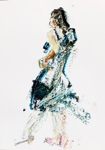 Model, lopend — schilderij van Henk van Dam