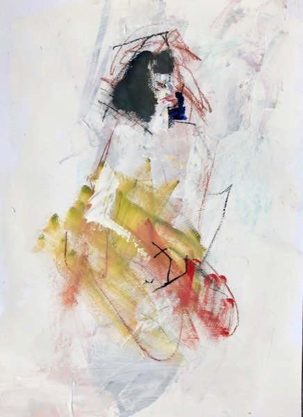 Model, roodbruin haar — schilderij van Henk van Dam