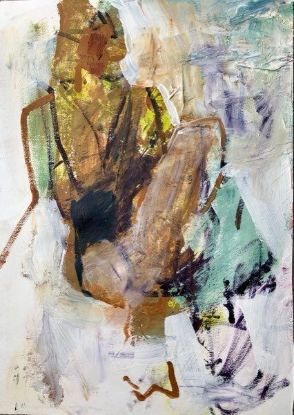 Modèle, ocre et noir — peinture de Henk van Dam