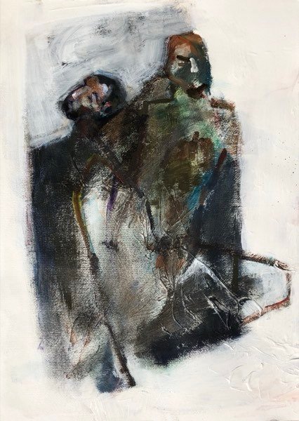 Deux modèles, tons sombres — peinture de Henk van Dam