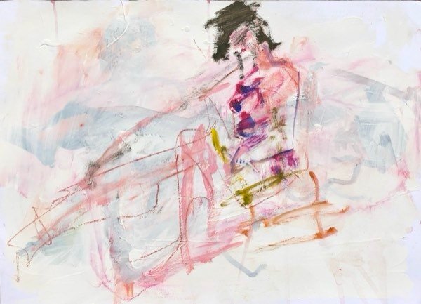 Modèle, rose mauve penché — peinture de Henk van Dam