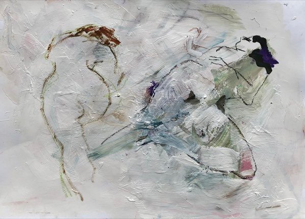 Deux figures, ténues et éparses — peinture de Henk van Dam