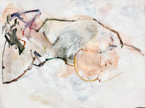 Modèle, pêche estompé — peinture de Henk van Dam