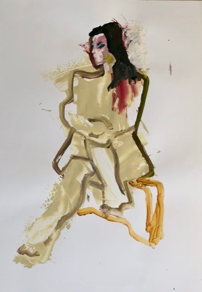 Modèle, olive sur chaise — peinture de Henk van Dam