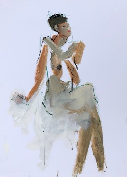 Modèle, assis — peinture de Henk van Dam