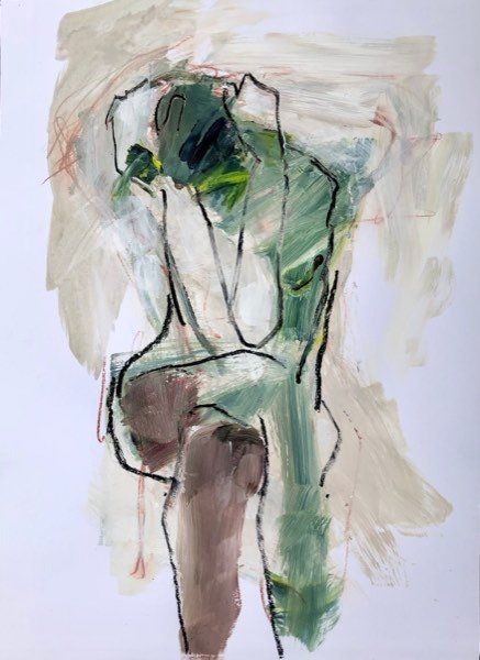 Modèle penché, assis — peinture de Henk van Dam