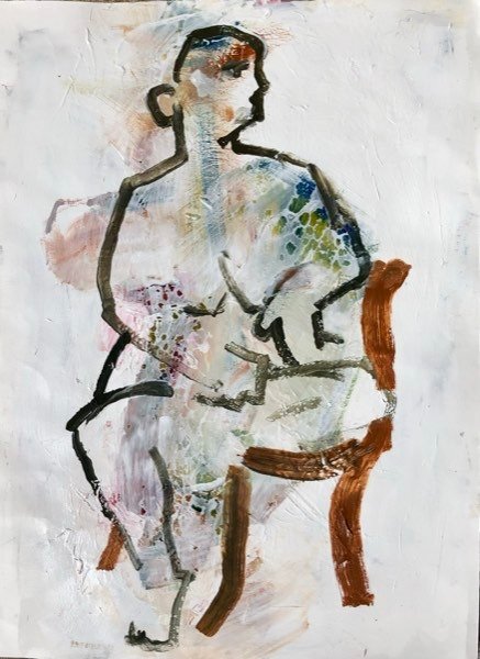 Modèle, points sarcelle — peinture de Henk van Dam