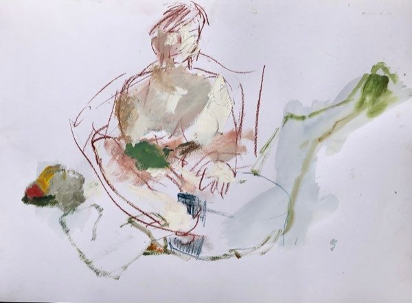 Étude de modèle aux accents verts — peinture de Henk van Dam