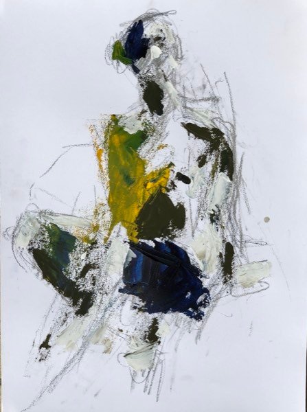 Modèle, accent bleu marine — peinture de Henk van Dam