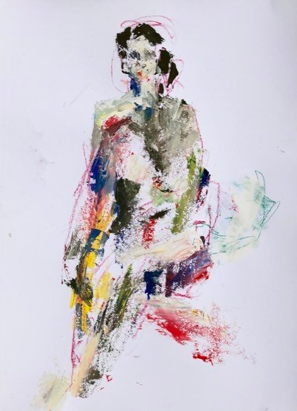 Modèle, couleurs confettis — peinture de Henk van Dam