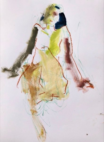 Modèle, robe vert-jaune — peinture de Henk van Dam