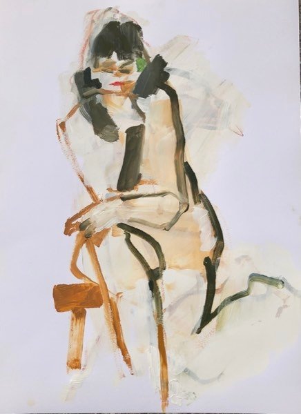 Modèle, traits sombres — peinture de Henk van Dam