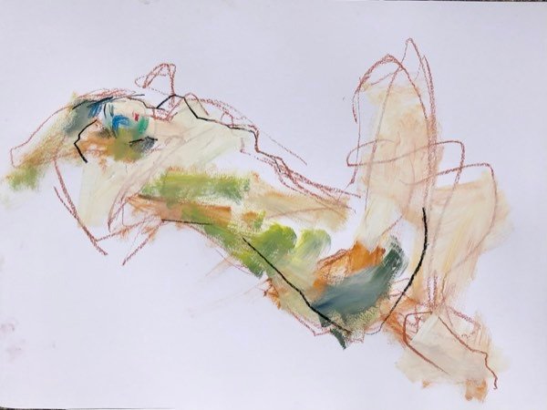 Modèle, contour sienne allongé — peinture de Henk van Dam