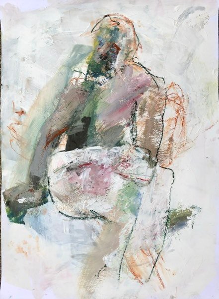 Modèle, sauge rose entourage — peinture de Henk van Dam