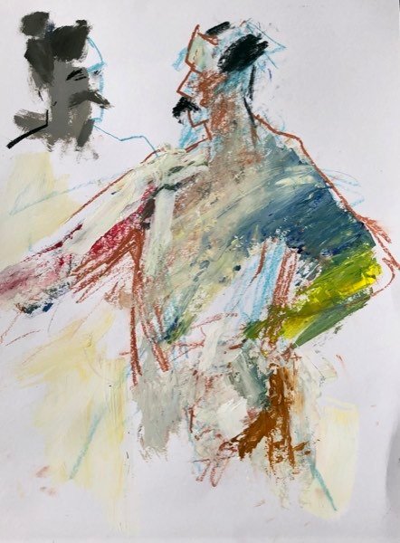 Deux modèles, silhouette grise — peinture de Henk van Dam