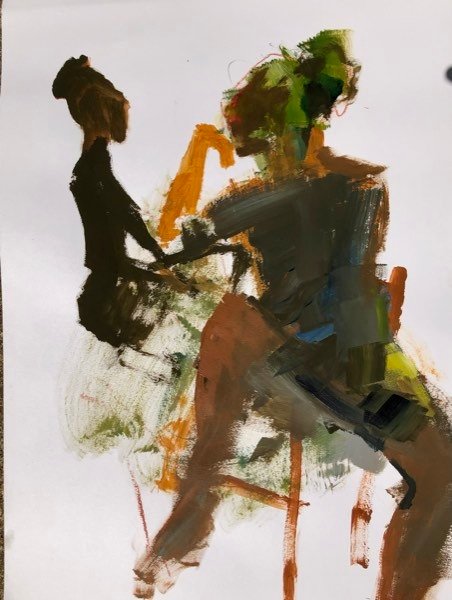 Deux modèles, silhouette et olive — peinture de Henk van Dam