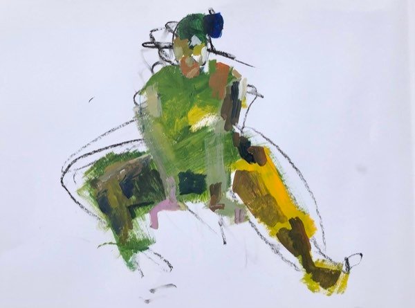 Modèle, jambe vert vif — peinture de Henk van Dam