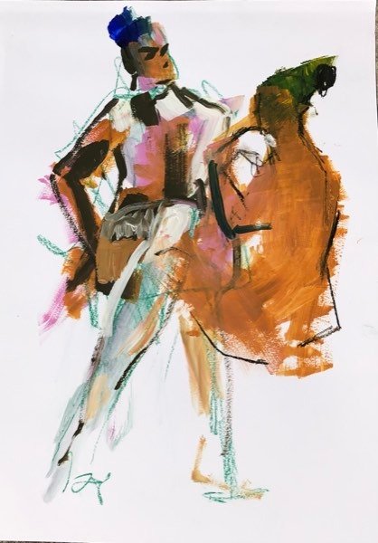 Modèle assis et debout — peinture de Henk van Dam